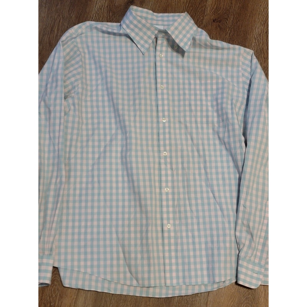Brooks Brothers Gingham Dress Shirt Long Sleeve Button Down‎ Light Blue L